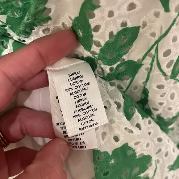 Rachel Parcell | Stencil Floral Eyelet Puff Sleeve Midi Dress Foliage Green - Picture 8 of 12